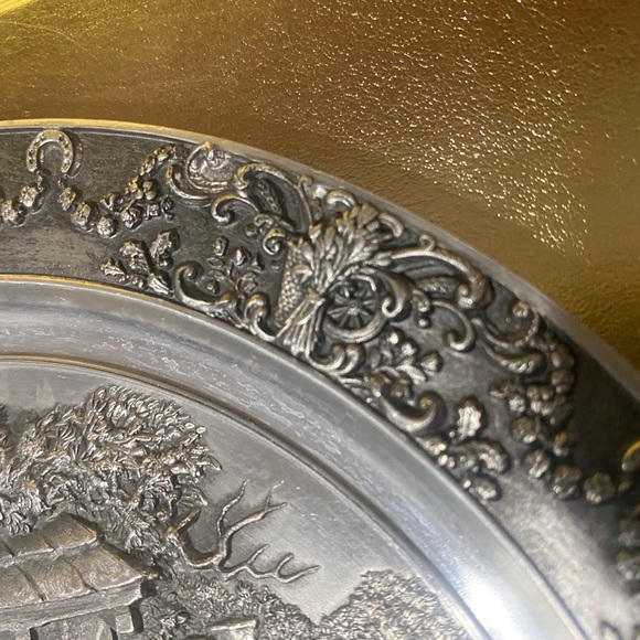 BRADFORD EXCHANGE PEWTER CRAFTS VTG 1994 THE SKILL OF THE WHEELWRIGHT 3-D PLATE - Picture 10 of 16